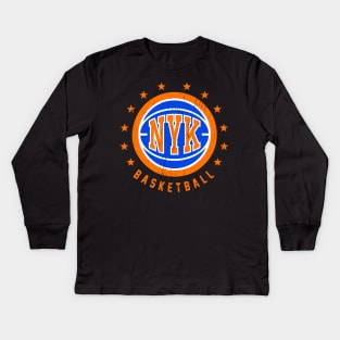 NYK Basketball Vintage Distressed Kids Long Sleeve T-Shirt